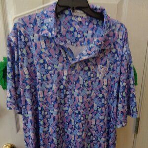 Peter Millar Men's Polo Shirt XL Blue Purple Golf Drinks